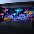 72X24IN Blacklight Mushroom Jellyfish Aquarium Background, UV Reactive Starry Sky Terrarium Background.