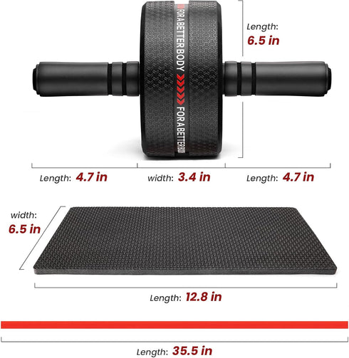 Upgraded Ab Roller Wheel for Men/Women, 3.4" Wide, Max Weight 490 lbs, Rubber Tread