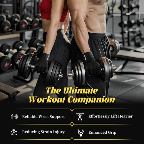 HOZMOZ 6mm Weight Lifting Gloves with Wrist Support, Gym Workout Gloves for Men Women, Full Palm Padded & Grip