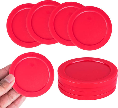 Super Z Outlet Red Replacement 2.5" Air Hockey Pucks for Game Tables, Pack of 4