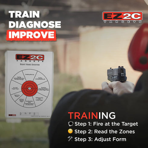 EZ2C 11"x17" 25 USA Made Right Hand/Left Hand Shooting Range Diagnostic Training Paper Target Tear-Off Pad