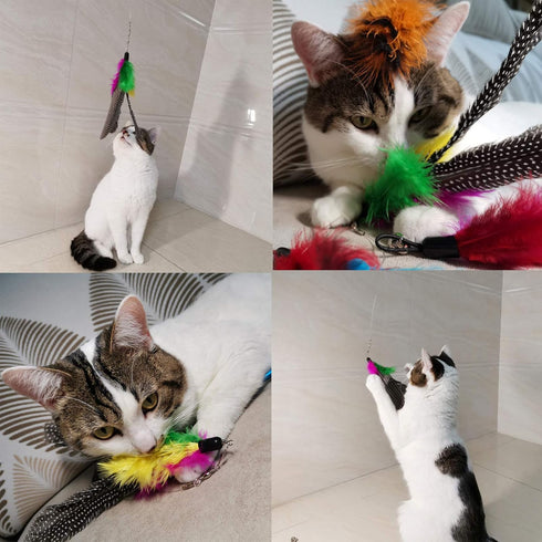Cat Feather Toys Refills - 10 Pieces Worms Feathers Refills, Cat Wand Replacement Feathers Toy for Indoor Cats