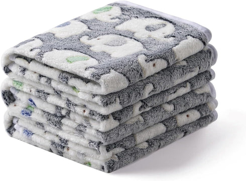 1 Pack 3 Blankets, Super Soft Fluffy Premium Cute Elephant Pattern Pet Blanket, Flannel Throw for Dog, Puppy, Cat (Dark