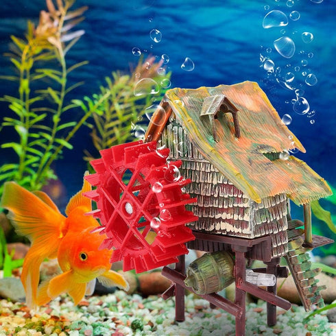 Vividly Color Resin Aquarium Large Water Wheel, Rotatable Fish Ornaments for Aquarium