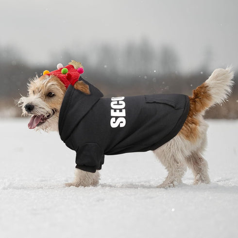 QDYU Dog Sweaters for Small Dogs Security Sweater Soft Brushed Fleece Pet Clothes Dog Hoodie Sweatshirt with Pocket(XS)