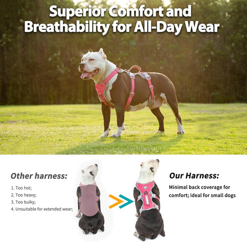 Escape Proof Dog Harness, Reflective with Handle, Breathable Adjustable Vest for Large Dogs Walking and Training