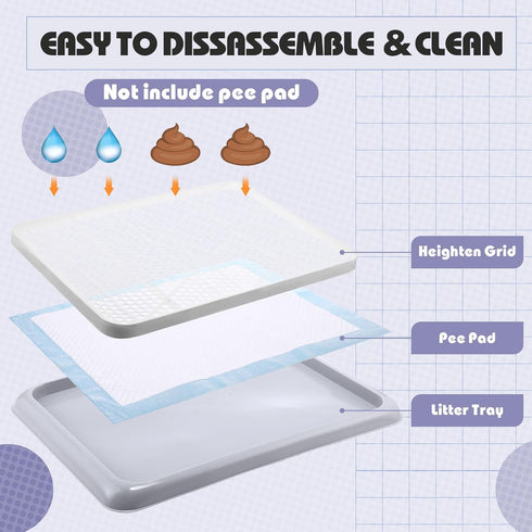 Bathroom(19.69 14.17 Inch) Mifoci Dog Training Pad Holder with Mesh Tray Non-Slip Leak Proof Puppy Potty Tray for Small