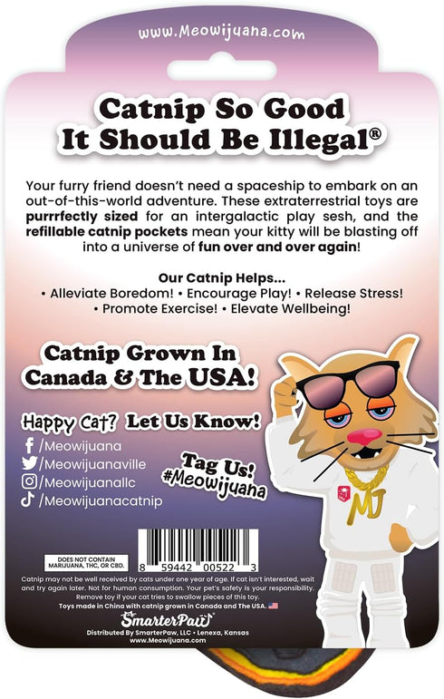 Meowijuana Refillable Cat Toys | Get Spacey - Planet and Meteor Catnip Toys | Includes Potent Hand Harvested Catnip