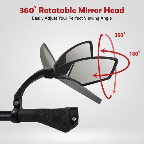 Hafny NEW Handlebar Bike Mirror, HD, Blast-resistant E-bike Mirror with Glass Lens, HF-MR095 (Silver Right)