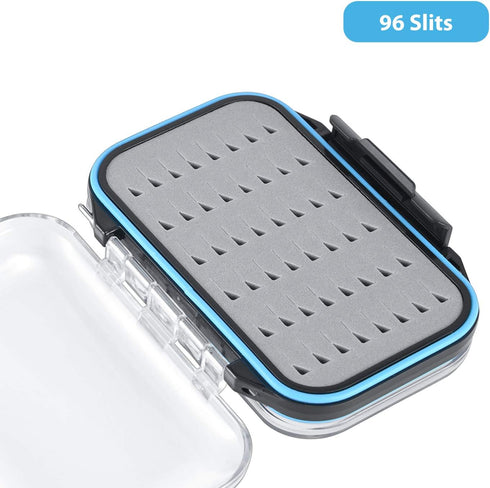 Gonex Fly Boxes for Fly Fishing, Two-Sided Waterproof Lightweight Box with Transparent Lid, 4.1"x 3.0"x 1.2", Grey