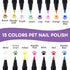 15 Colors Dog Safe Nail Polish Pen - Quick Dry, Pet Nail Polish for Cats/Dogs/Birds/Rabbits, Easy to Apply