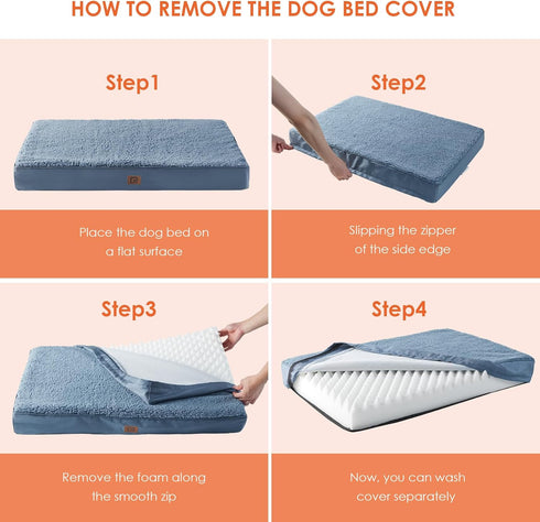 EHEYCIGA Orthopedic XL Dog Beds for Extra Large Dogs, Spa Blue, 44x32 with Removable Washable Cover