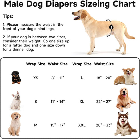 5 Pack Dog Diapers Male Reusable, Premium Belly Bands for Male Dogs, High Absorbing Male Dog Pee Wraps for Doggie