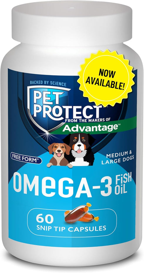 Pet Protect Omega 3 Supplement for M/L Dogs, 60 Capsules