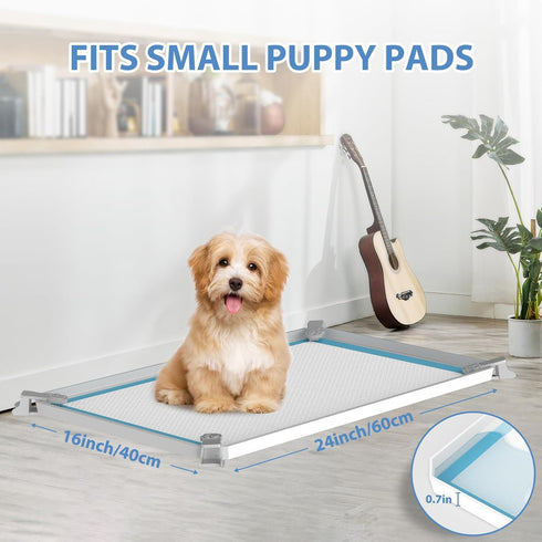 IMMCUTE 16" 24" 8 Pee Pad Holder, Soft Silicone Puppy Pad Holder Fits Up to x Pee Pads, Non-Slip High Edge Potty Pad