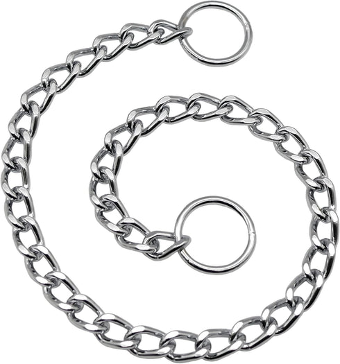 Herm Sprenger Chrome Plated Steel Dog Collar, Short Flat Links Choke Chain, Two O-Rings for Small Medium Large Dogs