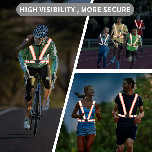 Reflective Running Vest with Safety Straps, High Visibility Reflector