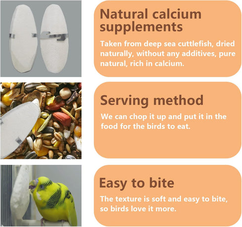 Jmxu's Cuttlebone for Birds - Natural Bird Calcium for Parakeet Cuddle Bone for Cockatiels, 4.5 to 5.5 inch