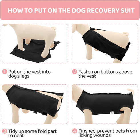 SAWMONG Recovery Suit for Dogs, Professional Surgical Suit for Male & Female, Black, XX-Large, After Surgery Spay Neuter