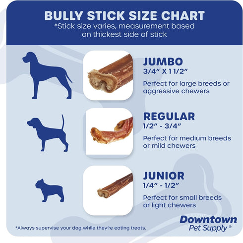 6 1 lb Downtown Pet Supply - Bully Sticks for Dogs - Dog Dental Treats & Rawhide-Free Chews - Dog Treats with Protein