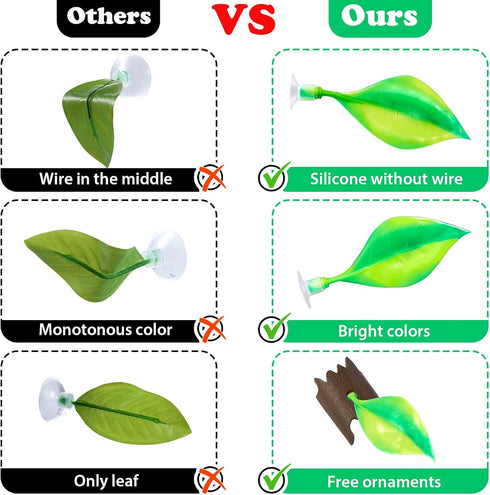 WILLBOND 2 Pieces Silicone Betta Bed Leaf Hammock, Comfortable Resting Spot for Betta Fish (Green)