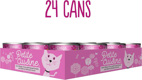 PETITE CUISINE Grain Free Wet Cat Food, Aunt Molly's Tuna and Salmon with Sweet Potato, 2.8oz, 24 cans
