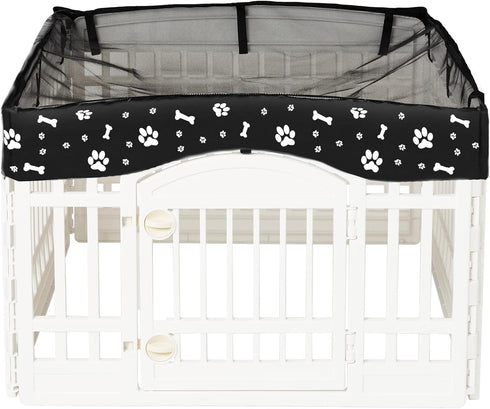 Dog Playpen Mesh Top Cover for 36" Inch Pet Playpen with 4 Panels, Ideal for Indoor/Outdoor Use (Black)