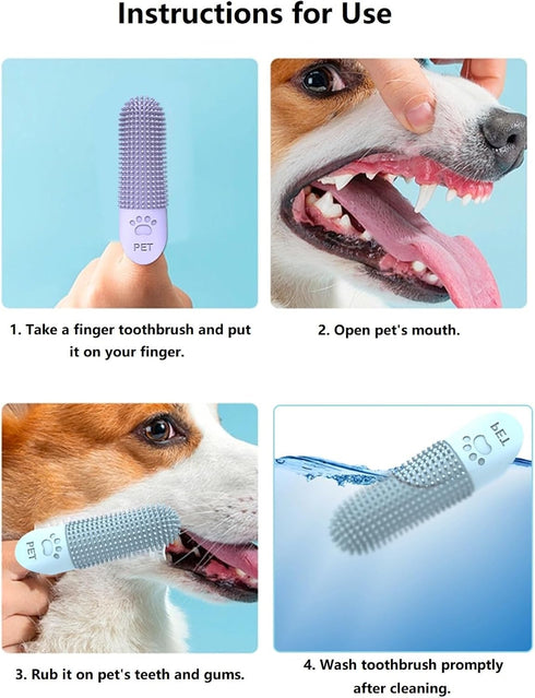 Generic 360 2-Pack) Silicone Finger Toothbrush for Dogs & Cats - Oral Care, Breath Freshening, Tartar & Stain Removal