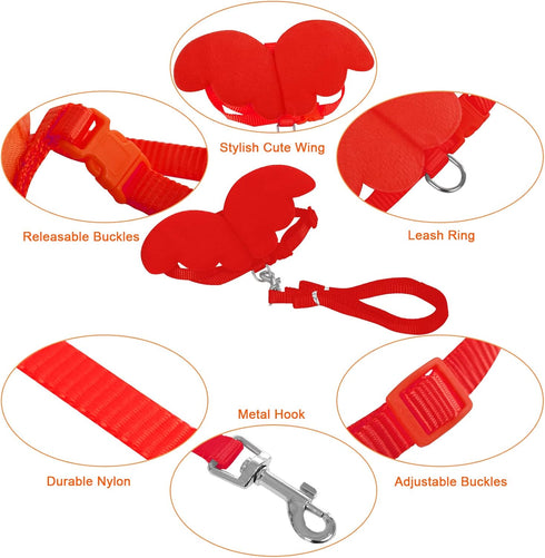 Duck Walking Harness and Leash, Adjustable Rope for Chicken Duck Outdoor Training, Pet Poultry Hen Cock (S, Red)