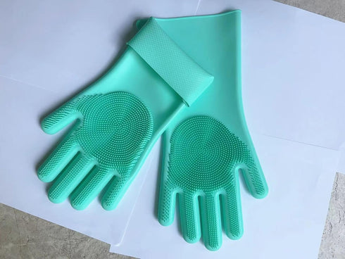 Pnzonge Multi-use Silicone Gloves for Dogs - Showers, Pet Hair Removal, Anti-Scratch Massage Products - Set of 2