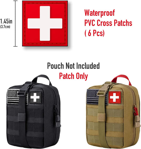 6 Medical Cross Patch, POWNEW Tactical First Aid Med Patches Perfect for IFAK Trauma Pouch, EMT, EMS, EDC Bag - Pcs