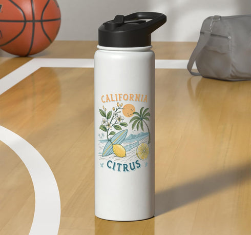 Souvenir Shirt California Citrus Sunshine Vintage Graphic Souvenir Stainless Steel Insulated Water Bottle