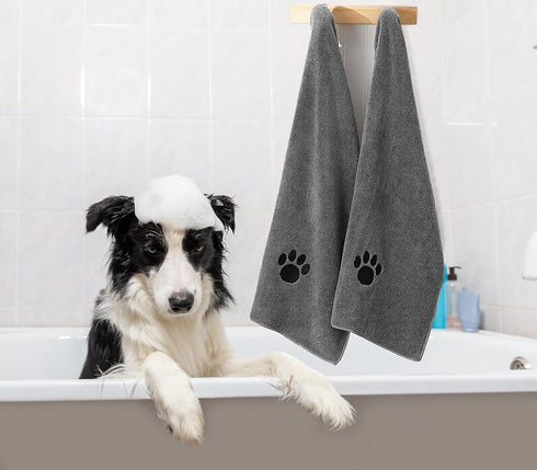 3 Pack Microfiber Dog Towels for Drying, Super Absorbent Soft Pet Grooming Towel, 40" x 23.6", Grey