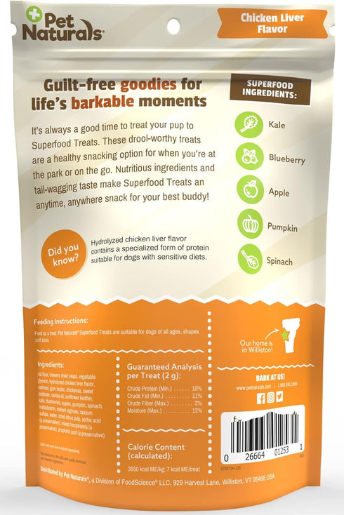 Pet Naturals Superfood Dog Treats, Blueberry and Kale, No Corn or Wheat, Healthy Snacks for Training, 100 Chews