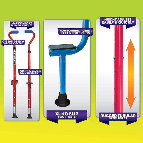 4+ 120 lbs) Original Walkaroo Steel 'Wee' Balance Stilts with Adjustable Height for Little Kids & Beginners (Ages
