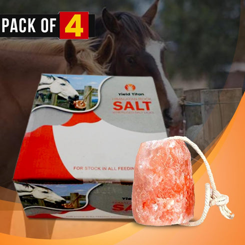 18 LBs, (4 Himalayan Pink Salt Salt Licks for Animals Licking Block for Horses, Cows, Deer, and Other Livestock - Rope