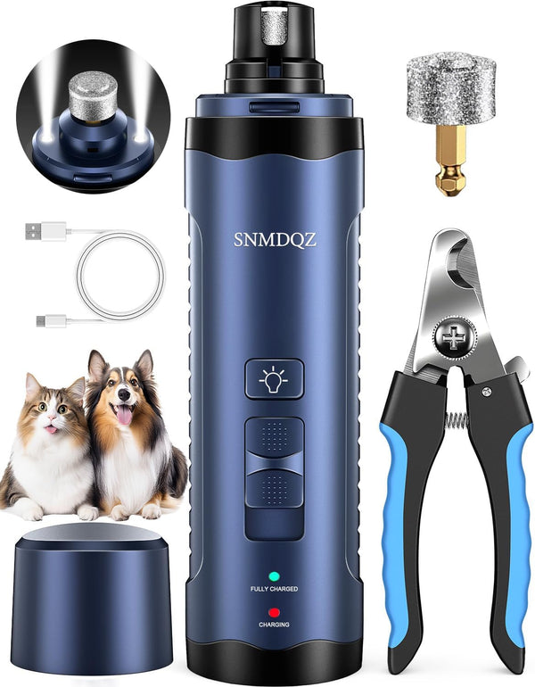 SNMDQZ Dog Nail Grinder, Dog Nail Trimmers, and Clippers Kit with 2 LED