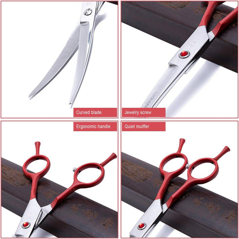 LovinPet 6CR Dog Grooming Scissors - Curved Safety Blunt-tip Scissors for Dogs & Cats, Left/Right-Handed