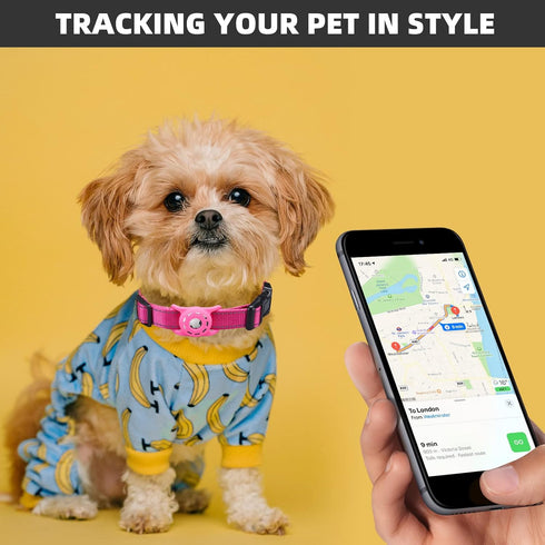 Reflective AirTag Dog Collar, Compatible with Apple AirTag, Nylon Collar with Silicone Holder for Small Medium Large