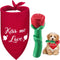 Weewooday 2 Pieces Valentine’s Day Dog Chew Toys, Durable Rose Chew Toys and Kisses Bandana for Small and Medium Pets
