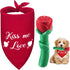 Weewooday 2 Pieces Valentine’s Day Dog Chew Toys, Durable Rose Chew Toys and Kisses Bandana for Small and Medium Pets