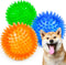 SHARLOVY Fetch Balls for Dogs, 3 Pack Rubber Squeaky Toys in Bright Colors for Small Dogs (Set of 3, Multi)