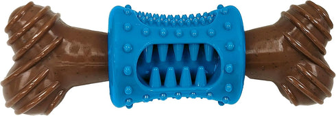 SPOT Bam-Bones PLUS Dental Chew Bone - Bamboo Fiber & Nylon with a Massaging Rubber Center, Durable Long Lasting Oral Care Dog Chew for Aggressive Chewers & Teething Puppies, 6.5in, Bacon Flavor