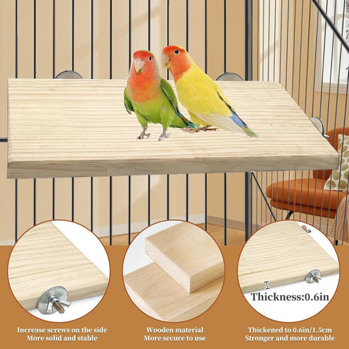 11.8 7.8 Inches 2 kathson x Large Bird Perch, PCS Natural Wooden Parrot Stand Platform, Parakeet Rectangle Stand Perch