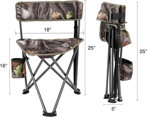 REDCAMP Tripod Hunting Chair for Blinds, Folding Lightweight Portable Fishing Chair for Adults Hunting Stools