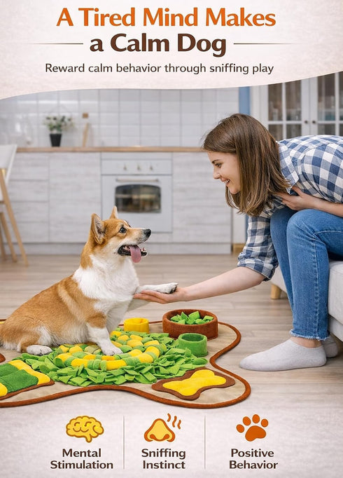 28.3''x28.3'' HOPET Snuffle Mat for Dogs Large Breed, Interactive Puzzle Dog Food Mat, Easy to Clean, Durable, Mental