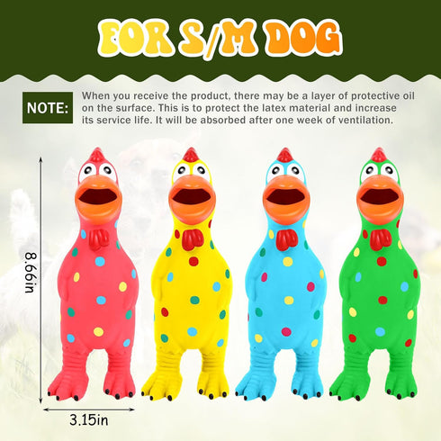 4 Pet(8.6 Pcs Rubber Squeaky Chicken Dog Toys Funny Latex Screaming Interactive Pet Squawkers Cute Dog Gifts