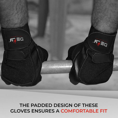 13" DEFY Padded Weight Lifting Gloves with Long Wrist Wrap Genuine Leather Gym Gloves for Power Lifting, Cross