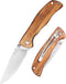 Folding Pocket Knife with Liner Lock, 8Cr13MoV 3.74" Stainless Steel Blade, Brown Wood Handle for Outdoor Camping