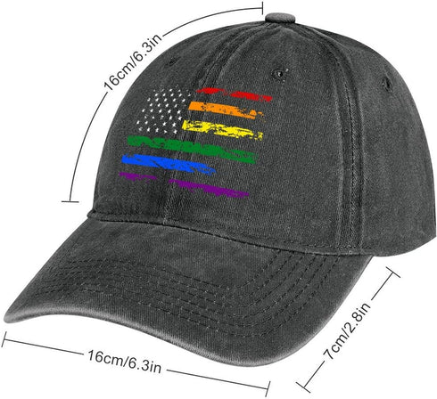 LGBT Pride Baseball Hat, Rainbow Denim Adjustable Vintage Cap, Love is Love for Men and Women
